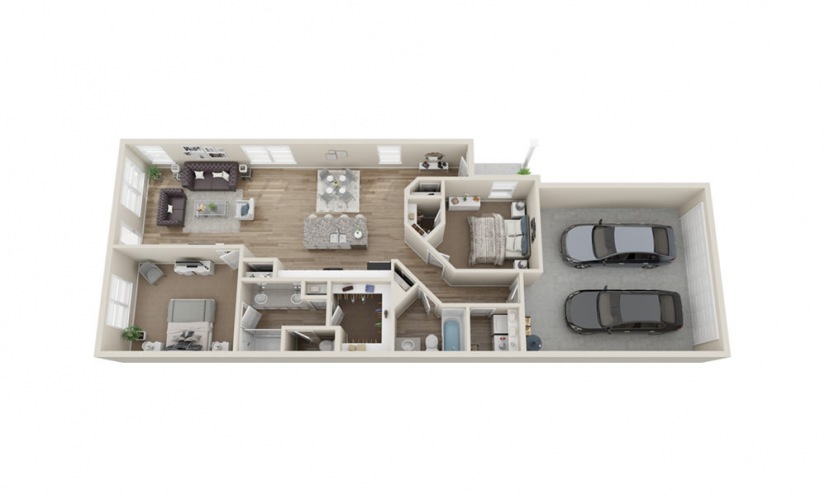 B2 2 bedroom 2 bath 1241 square feet