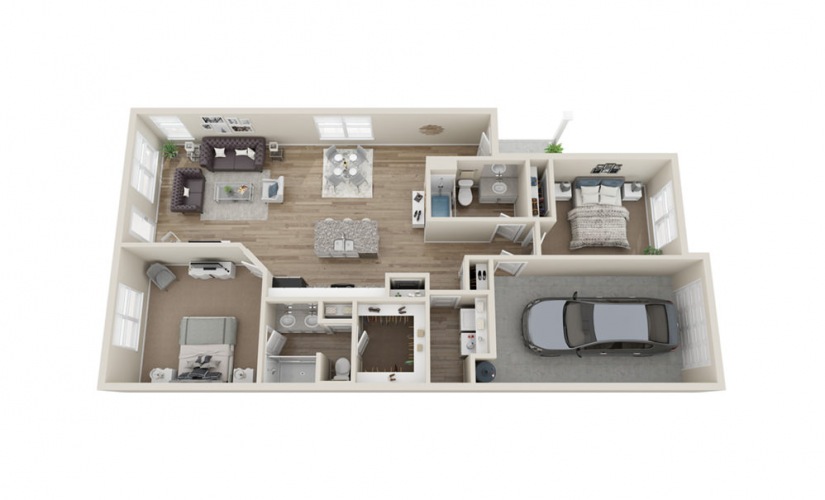 B1 2 bedroom 2 bath 1202 square feet